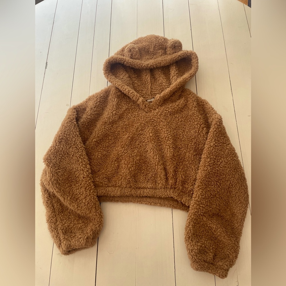 Schein cropped Sherpa hoodie